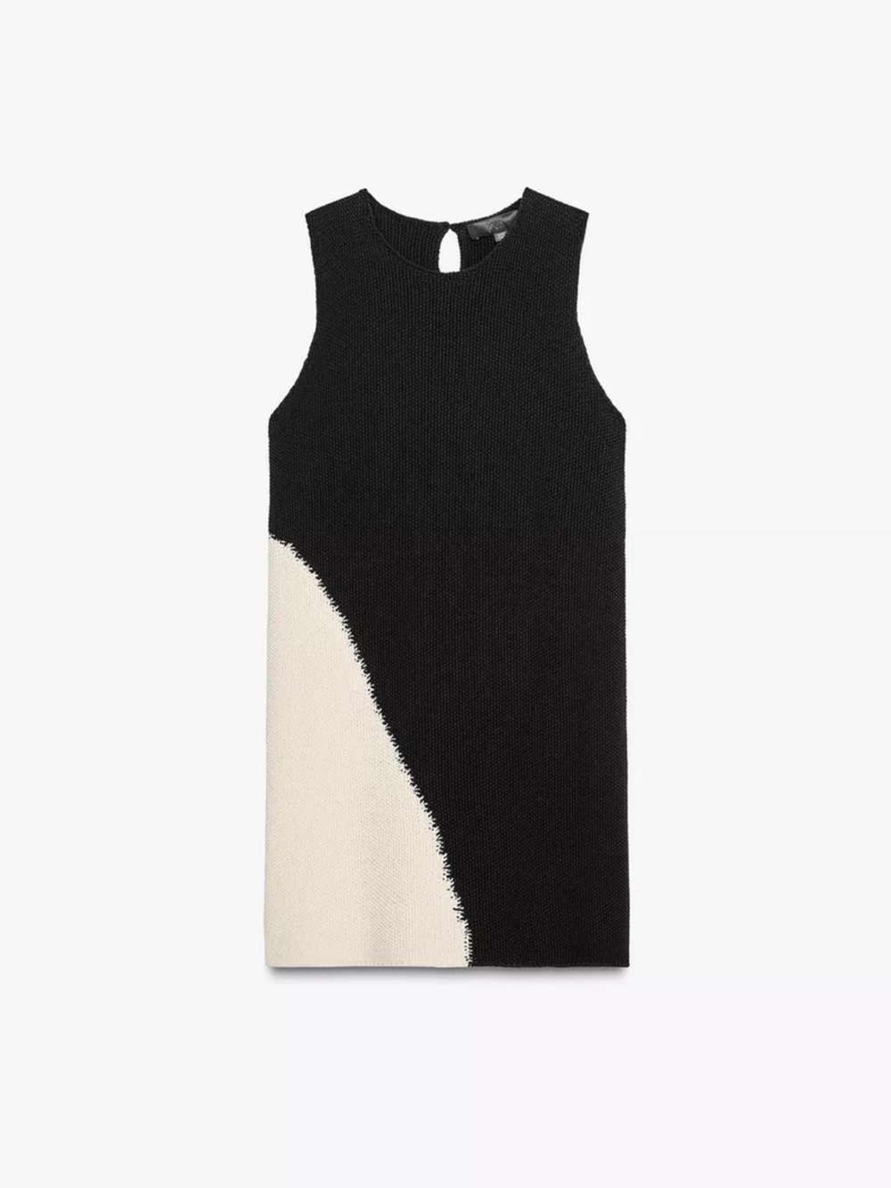 Black and Cream Colorblock Sleeveless Dress